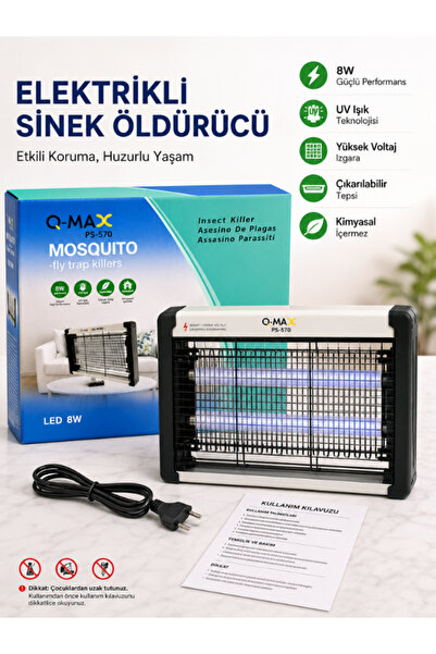 Q-MAX PS-570 8W UV Işıklı Elektrikli Sivrisinek ve Sinek Öldürücü Cız Sinek S...