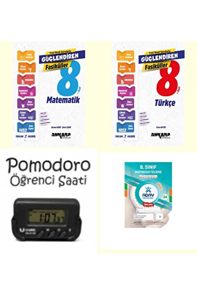 Ankara Yayıncılık 8.Sınıf Türkçe,Matematik fasikül seti kronometre ve deneme ...