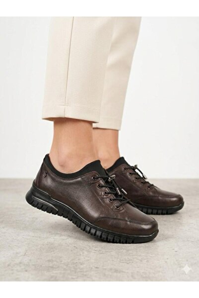 Voyager Women's Brown Genuine Leather Orthopedic Sole Casual Shoes