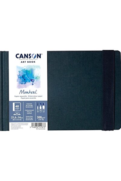 Canson كتاب فني مونتفال ذو غلاف صلب، دفتر ألوان مائية CP 300 جرام، 21.6×14 سم...