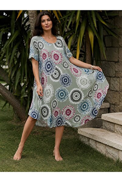 MENSAR OTANTİK Woven Viscose Patterned Dress Standard Size 38/48 Compatible