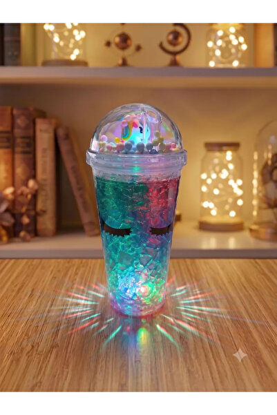Sayemons Işıklı Unicorn Tasarımlı RGB LED Pipetli Bardak – Renk Değiştiren Si...