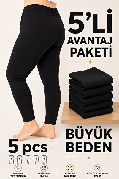 Altınay Women's 5-Pack Plus Size Underwear Leggings - 90% Cotton