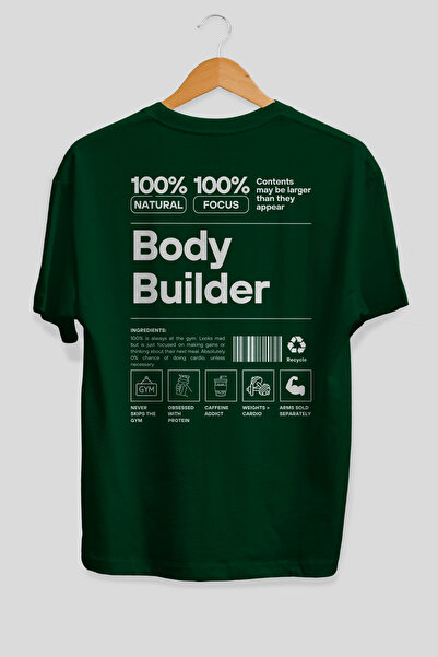 Ankhises Tricou verde Body Builder 2 oversize cu imprimeu pe spate, 100% bumb...
