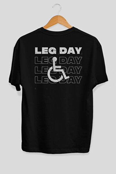 Ankhises Μπλουζάκι Leg Day Oversize με στάμπα στην πλάτη, μαύρο, 100% βαμβάκι...