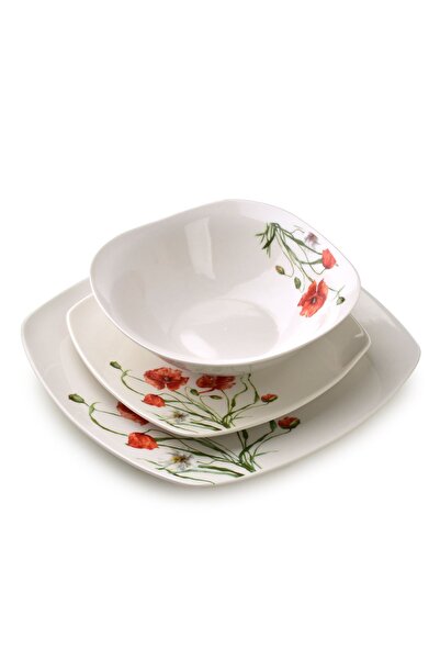 MONDEX Set de veselă din porțelan LEA POPPY 16 cm / 500 ml / 18 cm / 24 cm Al...
