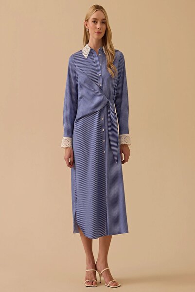 Rain and River Tie-detailed striped tunic