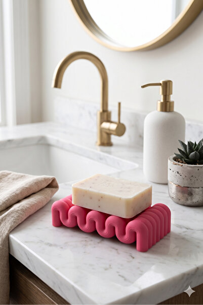 eleganzo Su Tutmayan Dalga Formlu Sabunluk Modern Banyo Sabunluğu Katı Sabun ...