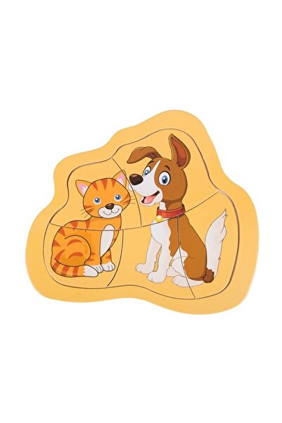 OEM Puzzle din lemn Pisică Câine (5 piese) 15.5 x 14 cm