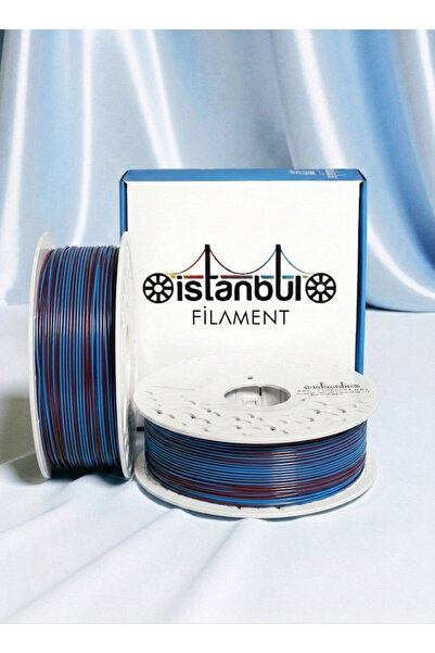 İSTANBUL FİLAMENT 3D Baskı PLA Filament FIRTINA Bordo Mavi Çift Renk Dual Col...