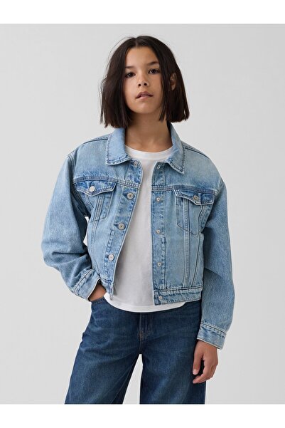 GAP Kız Çocuk Açık Mavi Icon Denim Ceket