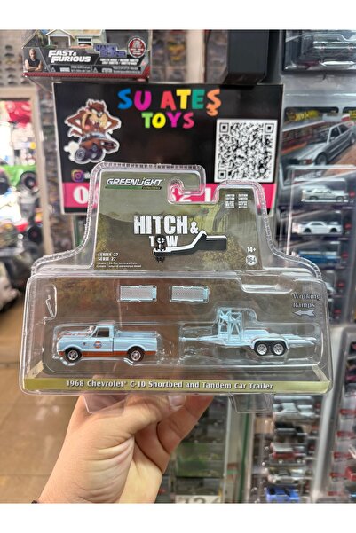 Greenlight 1968 Chevrolet C-10 Shortbed and Tandem Car Trailer