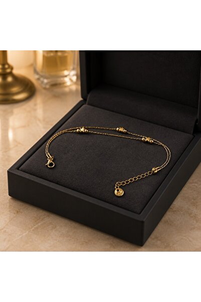 Alissa Accessories ALİSSA 14K GOLD 316L ÇELİK KARARMAZ HALHAL 21CM + 5CM UZAT...