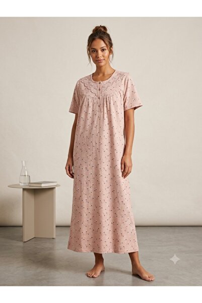 Alize Moda 100% Cotton Short Sleeve Plus Size Women's Nightgown