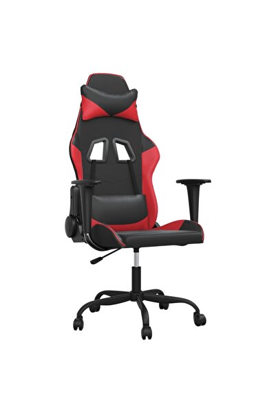 vidaxl Scaun de gaming de masaj, negru și roșu, piele ecologică