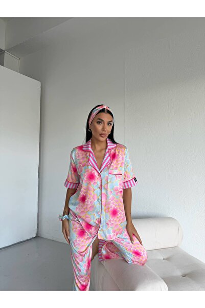 Hiera Coccolarsı Mondo Allegro Saten Kısa Kollu Pijama Takımı