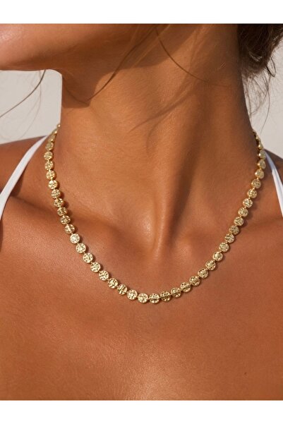 SLNSTYLE Gold mercimek altın kaplama boncuklu kolye