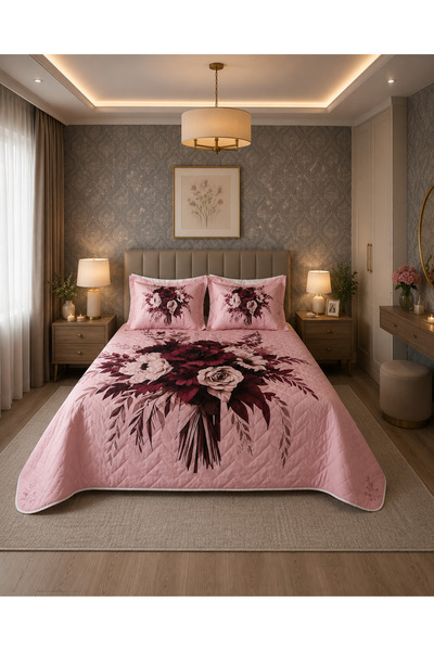 AYBERK HOME TEXTİLE Buket Four Seasons Quilted Double Duvet Cover Set 6-Piece...