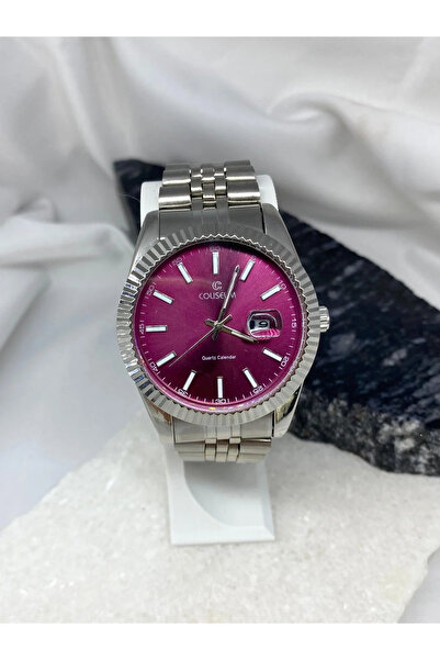 Mazzy Olla Round Classic Model Purple Dial Calendar Steel Men's Wristwatch