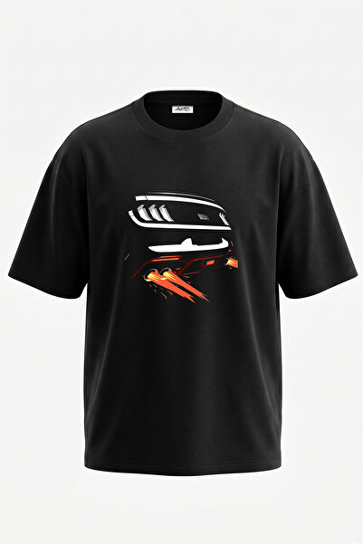 Anetos Tricou oversize negru din bumbac cu imprimeu pe spate Mustang Mach 1 D...