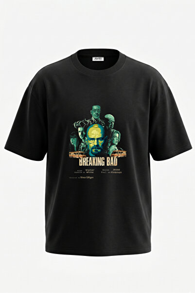 Anetos Breaking Bad dizajn rukavica Štampano Pamuk crna Oversize kroj T-shirt