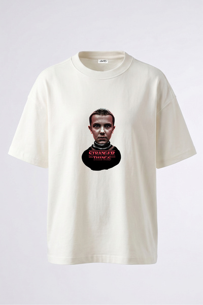 Anetos Tricou supradimensionat alb din bumbac cu imprimeu pe spate Stranger T...