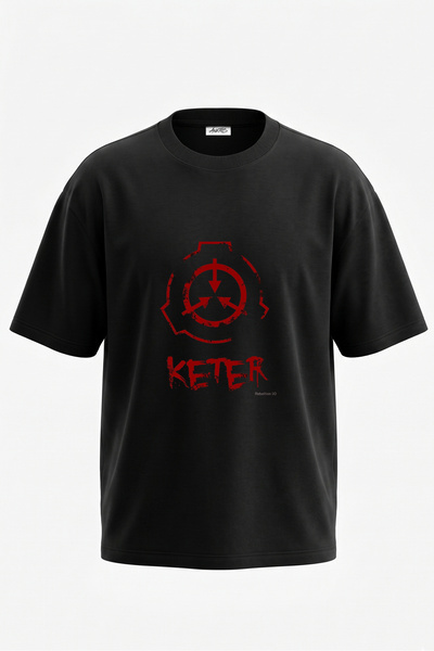 Anetos SCP Keter Design Μπλουζάκι με στάμπα στην πλάτη, βαμβακερό, μαύρο, ove...