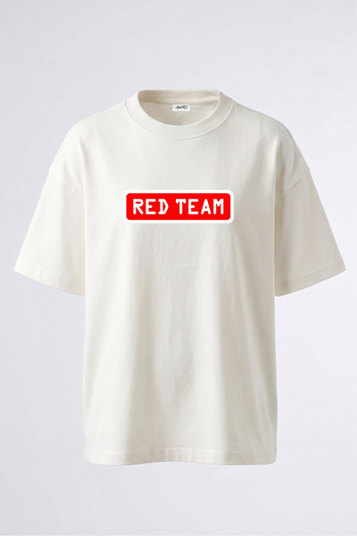 Anetos Tricou supradimensionat alb din bumbac cu imprimeu pe spate Red Team D...