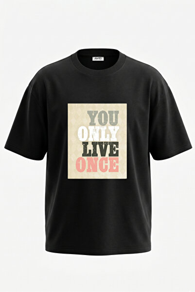 Anetos Tricou oversize negru din bumbac cu imprimeu pe spate, design vintage ...