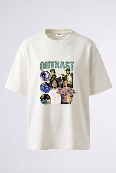 Anetos Μπλουζάκι Outkast Design με στάμπα στην πλάτη, βαμβακερό λευκό oversize