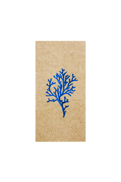 Story 33X33 cm Blue Foil Seaweed Marine Patterned 16-Piece 1/8 Fold Kraft Col...