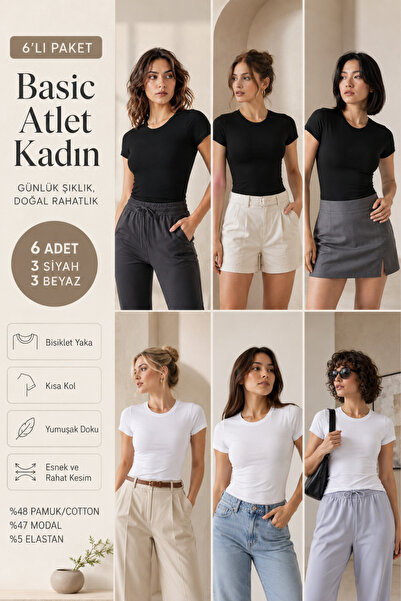 Loule Women's Crew Neck Short Sleeve 6-Pack Basic T-Shirt - Cotton & Modal St...
