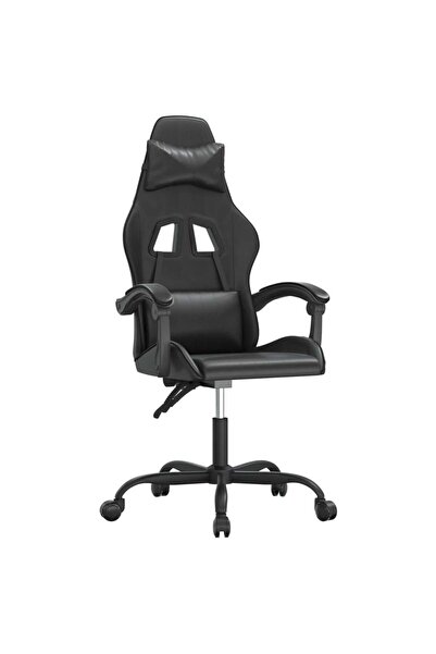 vidaxl Scaun de gaming pivotant, negru, piele ecologică