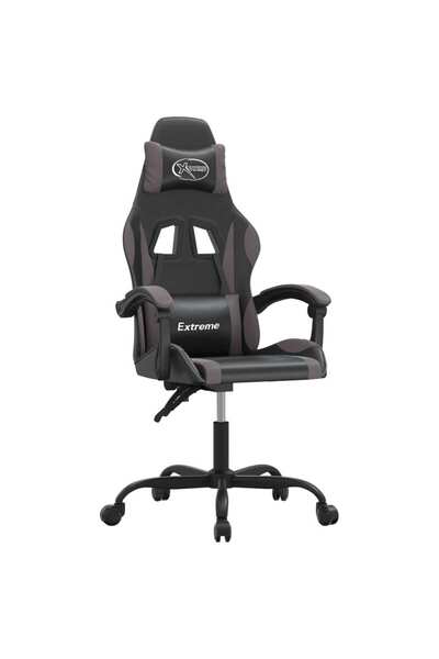 vidaxl Scaun de gaming pivotant, negru și gri, piele ecologică