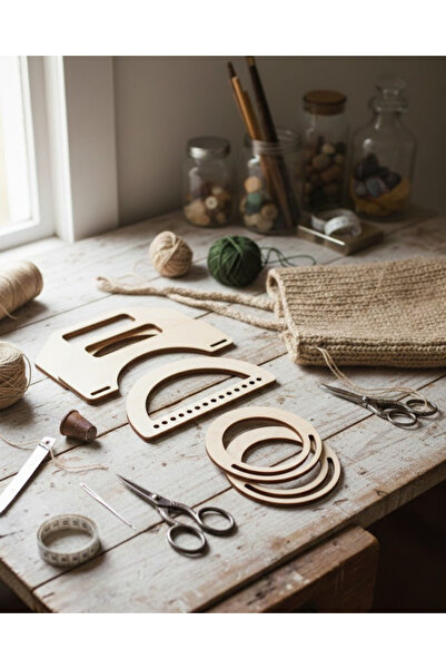 ih ihra 3 Pairs (6 Pieces) Wooden Bag Handles - Mdf Bag Handle Set - Handmade...