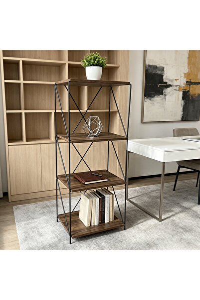 Topone1Topone1 Bookshelf, Freestanding Bookcase Shelf with Metal Frame, Indus...