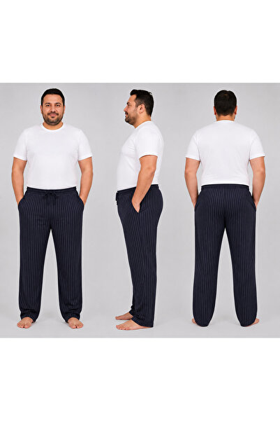 Pijamoni Plus Size Combed Cotton Pocketed Drawstring Single Pajama Bottoms