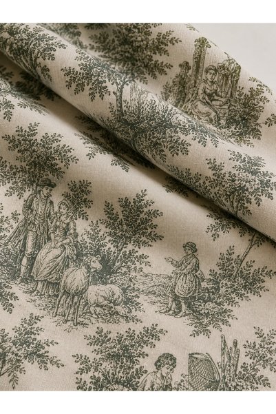 Luxoras Home Green Duck Fabric French Peasants Patterned Decorative Throw Pillow Cover with Tassels - Dowry Set of 2