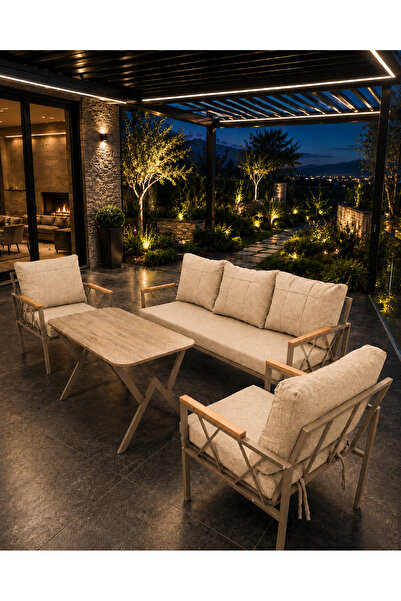 UFUK HOME Miray Cappuccino Metal 311 Masalı Cappuccino Balkon Bahçe Oturma Gr...
