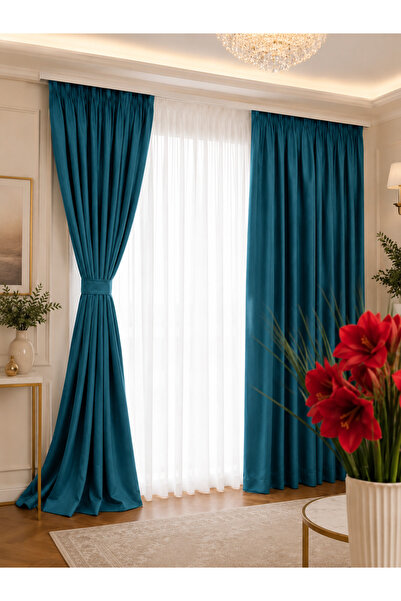 Liz Line Set doua draperii blackout, tesatura tip in, cu rejansa pentru bara,...