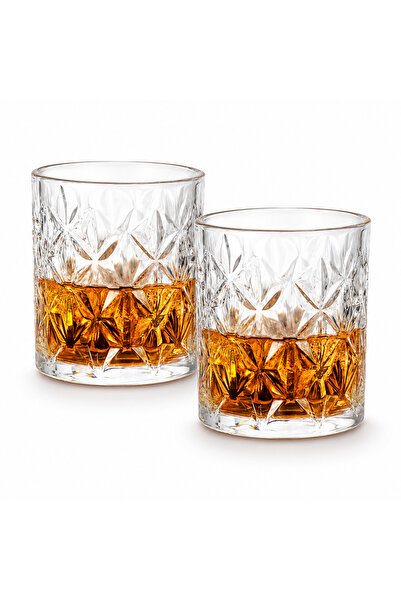 OEM Set 6 pahare whisky din sticlă 340 ml, model elegant