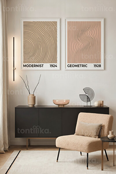 Tontilika Σετ ζωγραφικής μοντέρνας γεωμετρικής τέχνης 2 τεμαχίων με ξύλινο πλ...
