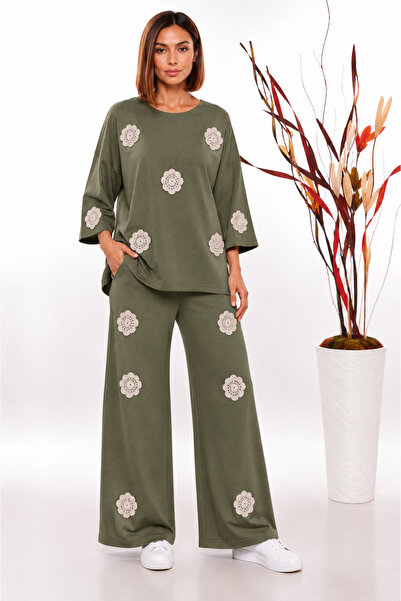 JERFİ Women's Stone Printed Modal Dual Set