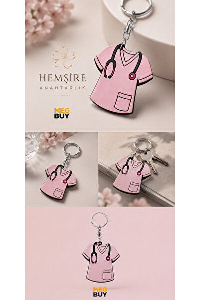 MEGBUY Hemşire Forması Anahtarlık – Stetoskop Detaylı Pembe Tasarım
