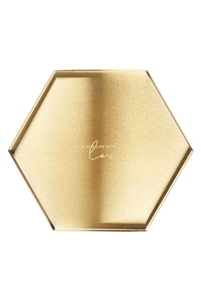 Arabest Luxury Golden Hexagon Serving Tray,Stainless Steel,Gold Plated,Elegan...
