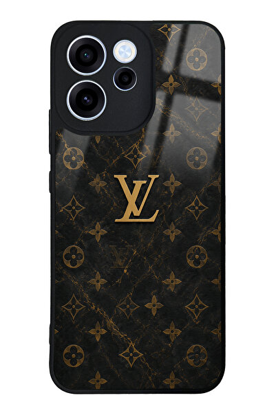 Spoyi Oppo Reno 15F Black Mermer Gold LV Tasarımlı Glossy Telefon Kılıfı