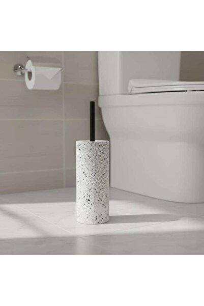 PAN HOME حامل فرشاة المرحاض من التيرازو 10×10×24 سم - أبيض