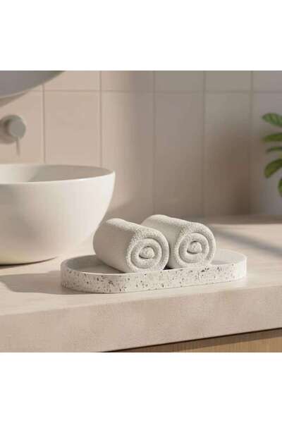 PAN HOME صينية حمام من التيرازو 31×15.4×2.5 سم - بيضاء