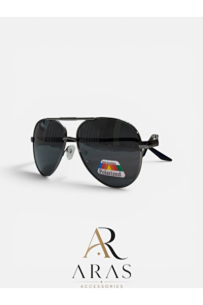 ARASS ACCESSORIES POLARİZE CAM DAMLA GÜNEŞ GÖZLÜĞÜ FÜME CAM GÜMÜŞ ÇERÇEVE