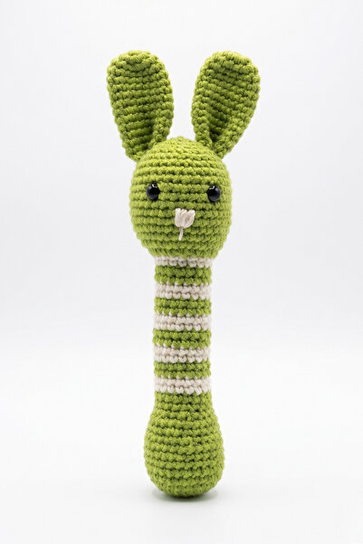 Tiny Sleeks Handmade Rabbit Cat Toy with Cat Grass and Rattle 20 cm